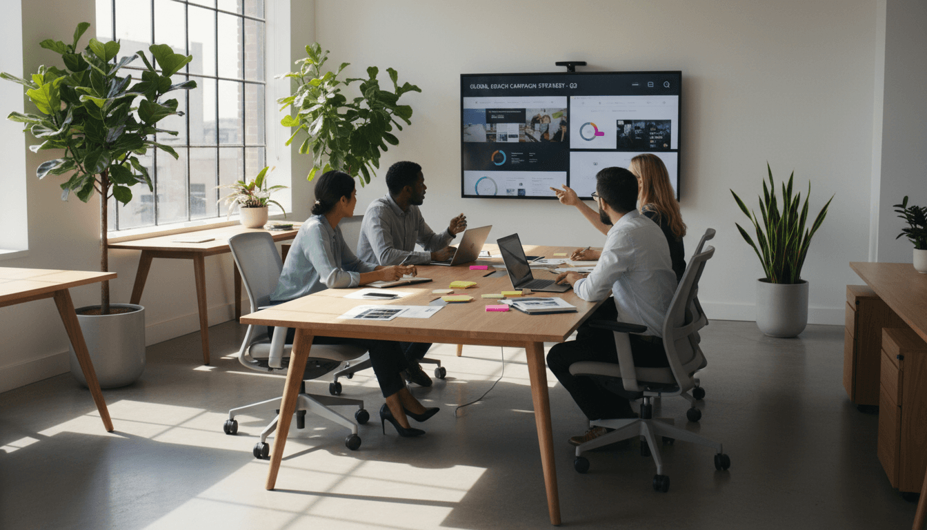 Marketing professional reviewing campaign data on a laptop